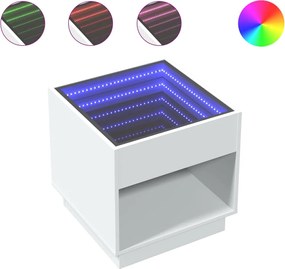 vidaXL Κομοδίνο Άπειρο Φως LED Λευκό 50x50x50 εκ.