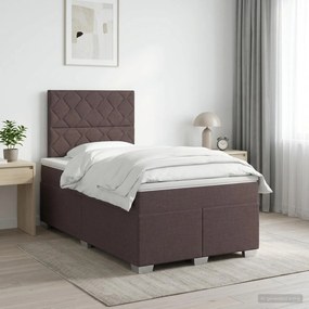 vidaXL Κρεβάτι box spring με στρώμα Σκούρο Καφέ 120 x 190 cm Ύφασμα