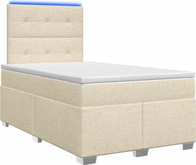 vidaXL Κρεβάτι box spring με στρώμα Κρεμ 120 x 190 cm Ύφασμα
