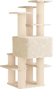 vidaXL Δέντρο γάτας με στύλους ξύρας Κρεμ 161 cm