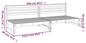 Καναπέδες Κήπου Μεσαίοι 2 Τεμ. Γκρι 120x80 εκ Μασίφ Ξύλο Πεύκου - Γκρι