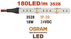 Adeleq Ταινία Led 5 Μέτρα 24Vdc 18W Και 180Led Ανά Μέτρο Ip20(Osram Led) Ψυχρό 30-3424180