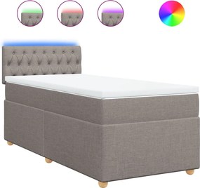 vidaXL Κρεβάτι Boxspring με Στρώμα Taupe 90x190 εκ.Υφασμάτινο