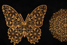 Intra απο ξύλο plywood 3mm-4mm πάχος κοπής με λέιζερ 3D Butterfly Mandala Δίασταση 30x30 cm INTRAFABR-88173919