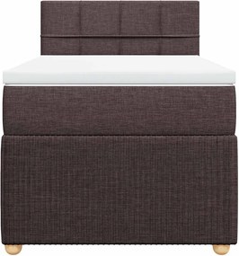 vidaXL Κρεβάτι Boxspring με Στρώμα Σκούρο Καφέ 90x190 εκ. Υφασμάτινο
