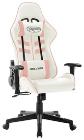 Καρέκλα Gaming Λευκό/Ροζ από Συνθετικό Δέρμα