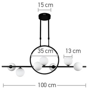 Κρεμαστό φωτιστικό LED 14W 3000K και 7XG9 σε μαύρο χρώμα D:100cm (6062-BL) - 6062-BL
