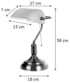 Επιτραπέζιο φωτιστικό από νίκελ ματ μέταλλο και λευκό γυαλί (3431-ΝM) - Γυαλί - 3431-ΝM