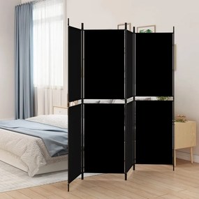 vidaXL Διαχωριστικό Δωματίου με 4 Πάνελ Μαύρο 200x180 εκ. από Ύφασμα