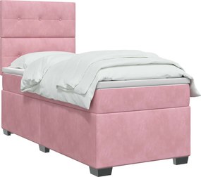 vidaXL Κρεβάτι box spring με στρώμα Ροζ 80 x 200 cm Βελούδο