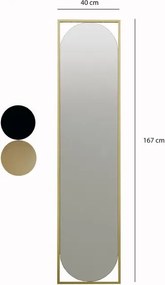 Stewehome Καθρέφτης Δαπέδου Μεταλλικός Μαύρος/Χρυσός 40x167x167 cm
