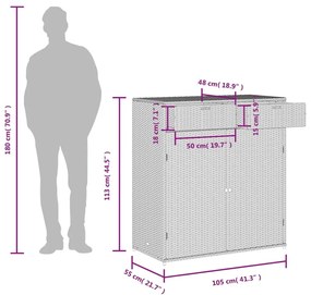 Ντουλάπι Αποθήκευσης Κήπου Μαύρο 105x55x113 εκ. από Συνθ. Ρατάν - Μαύρο