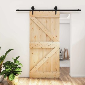 vidaXL Συρόμενη Πόρτα Φυσικό και Μαύρο 95 x 210 cm