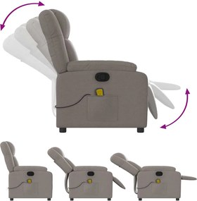 vidaXL Πολυθρόνα Μασάζ Ανακλινόμενη Taupe Υφασμάτινη