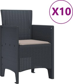 vidaXL Σέτ φαγητού για κήπο 11 pcs Ανθρακί Πολυπροπυλένιο