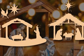 Intra απο ξύλο plywood 3mm-4mm πάχος Χριστουγεννιάτικου NATIVITY SCENE Δίασταση 25x25 cm INTRAFABR-46761456