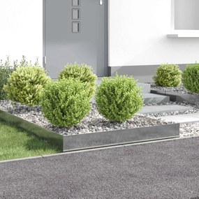 vidaXL Περίγραμμα γκαζόν 4 τμχ. 100 x 100 x 20 cm Ατσάλι Ασημί