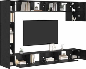 vidaXL Σετ επίπλου τηλεόρασης 9 pcs Μαύρη Οξυά Επεξεργασμένο ξύλο