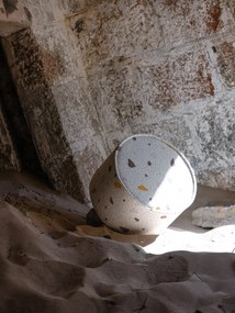 Terrazzo Πουφ Σκαμπο Υφασμα Μπουκλε / Σενιλ Υπόλευκο
