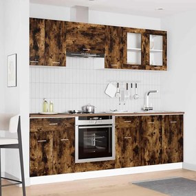 vidaXL Μονάδα κουζίνας Lyon 8 pcs Καπνιστή δρυς Επεξεργασμένο Ξύλο
