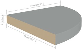 Ράφι Τοίχου Γωνιακό Γκρι 35x35x3,8 εκ. από MDF - Γκρι