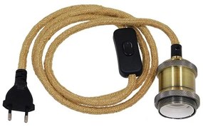 Κρεμαστό Φωτιστικό Whip με Υφασμάτινο Καλώδιο Μαύρο-Μπεζ 91044 Globostar 91044 Μπεζ