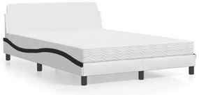 vidaXL Κρεβάτι με Στρώμα Dover Μαύρο/Λευκό 140x200 εκ. από Συνθετικό Δέρμα