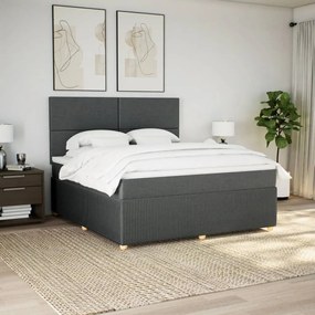 Κρεβάτι Boxspring με Στρώμα Σκούρο Γκρι 180x200 εκ Υφασμάτιν - Γκρι