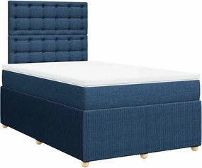 vidaXL Κρεβάτι Boxspring με Στρώμα Μπλε 120x200 εκ. Υφασμάτινο