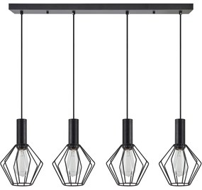 Φωτιστικό Οροφής  SE21-BL-4-4BL-GR1 ADEPT TUBE Black Pendant Black Metal Grid+ - Μέταλλο - 77-8532