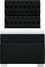 vidaXL Κρεβάτι Boxspring με Στρώμα Μαύρο 100 x 200 εκ. Υφασμάτινο