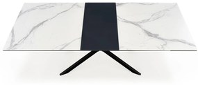 Τραπέζι Houston 1378, Λευκό μάρμαρο, Μαύρο, 76x90x160cm, Επιμήκυνση, Ινοσανίδες μέσης πυκνότητας, Κεραμικός, Μέταλλο | Epipla1.gr