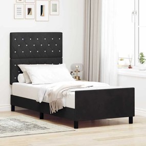 vidaXL Σκελετός Κρεβατιού με κεφαλάρι Μαύρο 90 x 190 cm Βελούδο