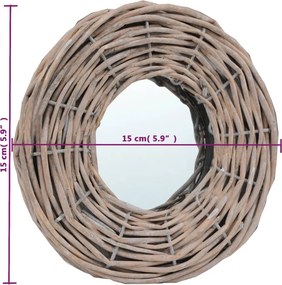 vidaXL Καθρέφτες 3 τεμ. 15 εκ. από Wicker
