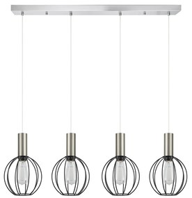 Φωτιστικό Οροφής  SE21-NM-4-4NM-GR2 ADEPT TUBE Nickel Matt Pendant Black Metal Grid+ - 77-8448 - 51W - 100W - 77-8448