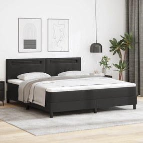 vidaXL Κρεβάτι Box Spring με Στρώμα Μαύρο, Σούπερ Κινγκ, Συνθετικό Δέρμα