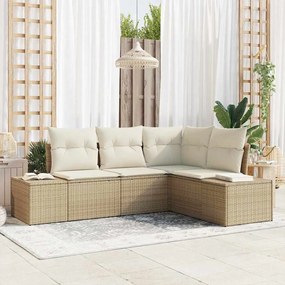 vidaXL Σετ Καναπέ Κήπου 4 pcs Μπεζ Πολυ ράταν