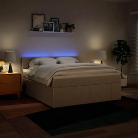 vidaXL Κρεβάτι Boxspring με Στρώμα Κρεμ 180x200 εκ. Υφασμάτινο