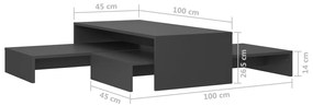 Τραπεζάκι Σαλονιού Ζιγκόν Γκρι 100x100x26,5 εκ. Επεξ. Ξύλο - Γκρι