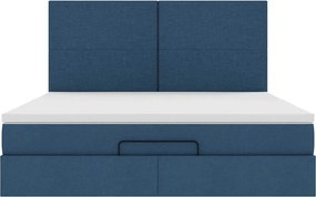 vidaXL Οθωμανικό κρεβάτι με στρώμα μπλε 160x200cm ύφασμα