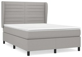 Κρεβάτι Boxspring με Στρώμα Ανοιχτό Γκρι 140x190 εκ. Υφασμάτινο - Γκρι