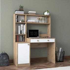 Γραφείο με Βιβλιοθήκη Καρυδί / Λευκό EBREL 115x50x146