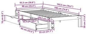 Σκελετός Κρεβ. Χωρίς Συρτάρια Καφέ Κεριού 90x190 εκ. - Καφέ