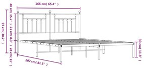 Πλαίσιο Κρεβατιού με Κεφαλάρι Μαύρο 160 x 200 εκ. Μεταλλικό - Μαύρο