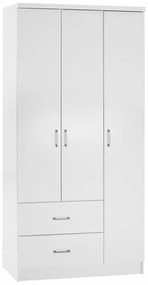 Ντουλάπα Caesar HM340.05 Τρίφυλλη Με 2 Συρτάρια 89x42,5x181cm White Τρίφυλλη