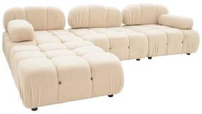 3-seater sofa Hypnotic with beige teddy fabric and two pillows 196x98x74cm 294x98x76 εκ.