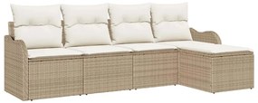 vidaXL Σετ Καναπέ Κήπου με μαξιλάρι 5 pcs Μπεζ Πολυ ράταν