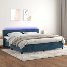 ΚΡΕΒΑΤΙ BOXSPRING ΜΕ ΣΤΡΩΜΑ &amp; LED ΣΚ. ΜΠΛΕ 200X200ΕΚ. ΒΕΛΟΥΔΙΝΟ 3134367