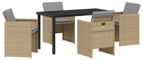 vidaXL Σετ 5 Τεμαχίων Εξωτερικών Χώρων με Μαξιλάρια Μπεζ Συνθετικό Ρατάν
