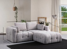 Corner Sofa Amaris 2 Seater With Pouffe - Light Grey Light Grey
